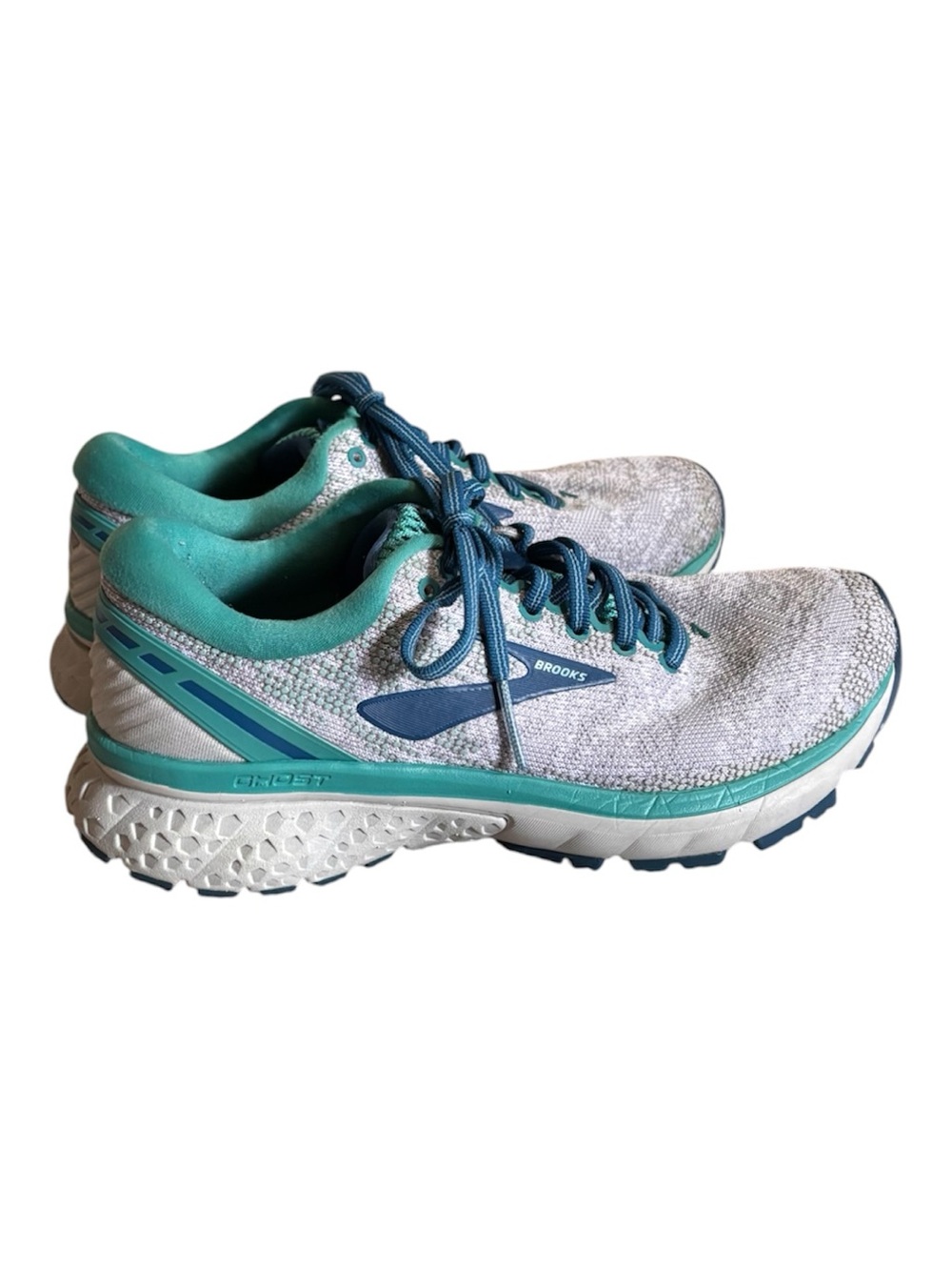 Brooks Ghosts 11 Women's Running Shoes — Teal and White